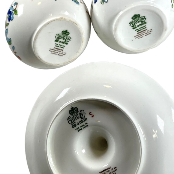 Vintage Aynsley Pembroke LOT 2 Vases & Ring holder Birds fine china England VG - Picture 2 of 7
